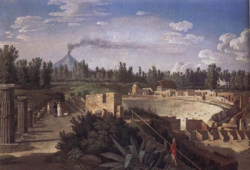Jakob Philipp Hackert View of the Ruins of the Antique Theatre of Pompei France oil painting art